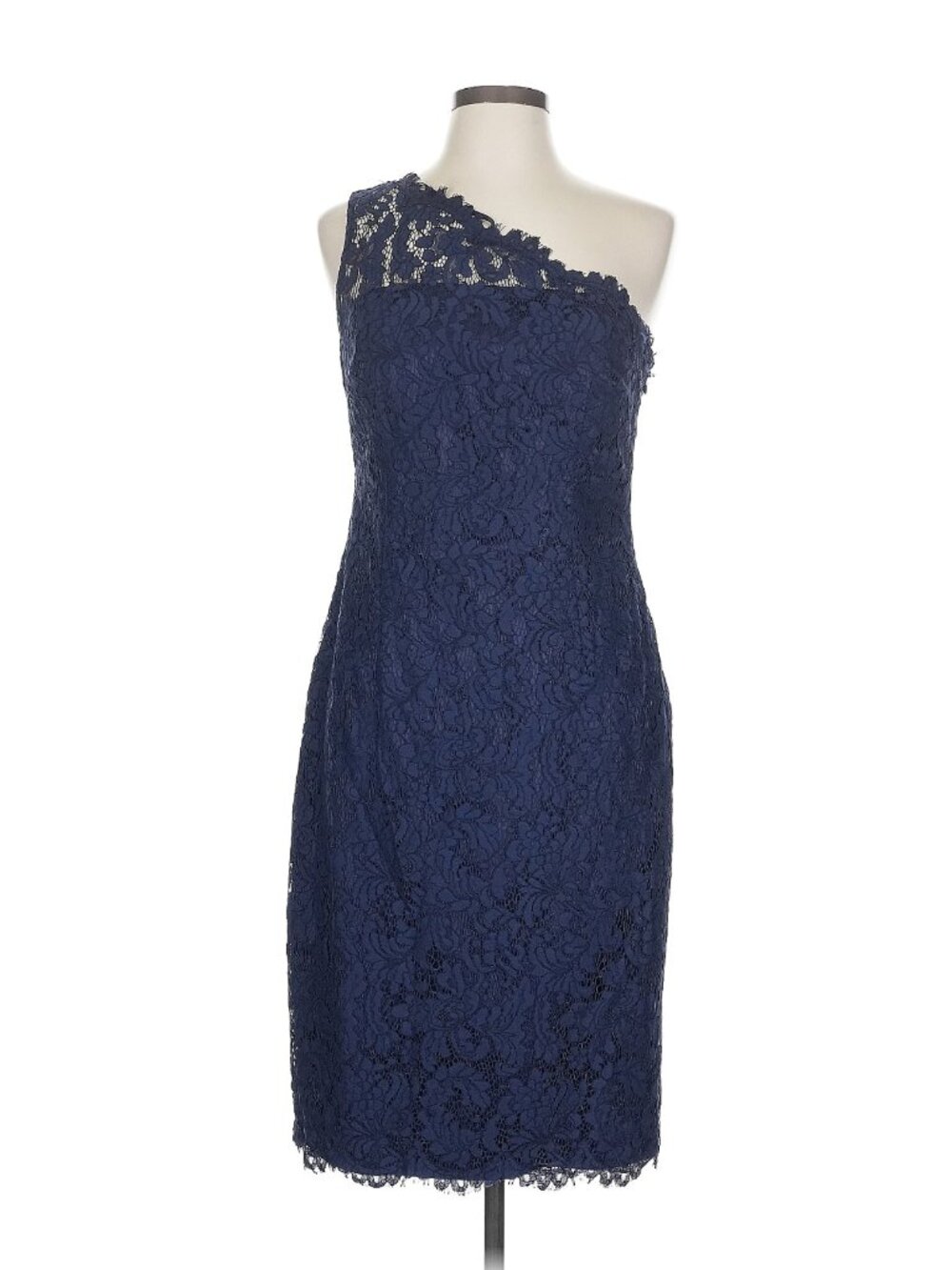 NWT Eliza J One-Shoulder Lace Sheath Dress Navy Size 4